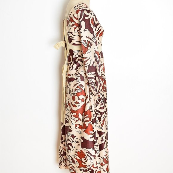 vintage 60s dress graphic print long hostess maxi gown empire waist XS African - Picture 5 of 8